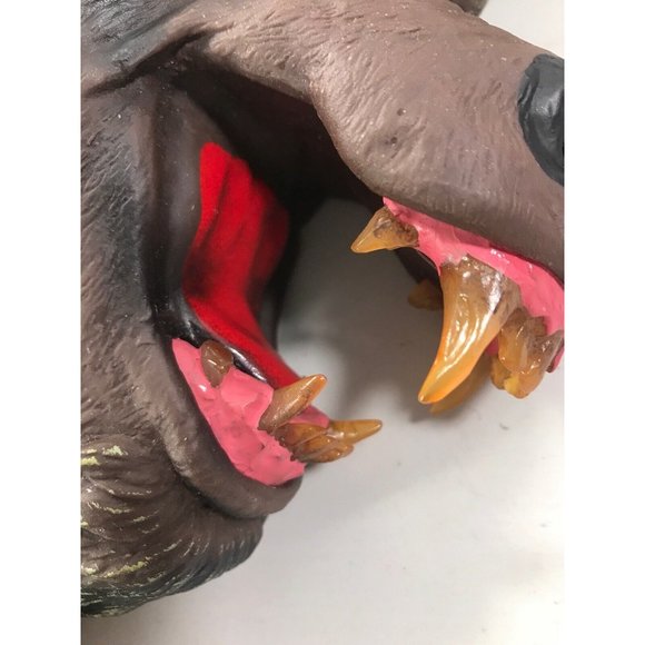 Scary Werewolf Mask Full Head Mask Adult Size Latex Face With Brown Fur Fangs - Picture 10 of 12